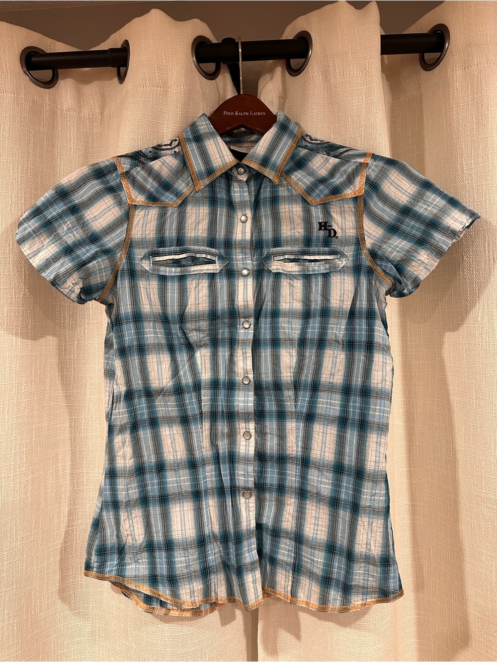 Harley Davidson Short-Sleeve Plaid Button-Up Shirt